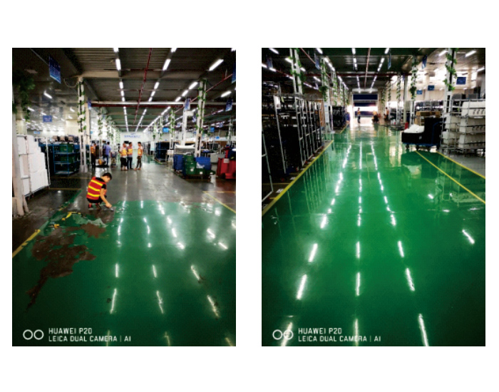 環(huán)氧地坪表層脫落，采用ADS-08背水壓反滲漏防霉涂料做地面處理后，完美修復(fù)